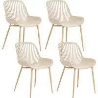 Beliani KLEVE - Set van 4 eetkamerstoelen - Beige - Synthetisch materiaal