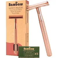 Bambaw Metalen Scheermes – Scheermesjes mannen vrouwen – Safety Razor Mannen – Safety Razor voor vrouwen – Voor Double Edge Mesjes - Roségoud