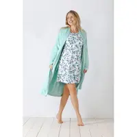 Hajo Zachte turquoise velours fleece dames badjas | Maat 40/42