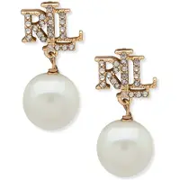 Ralph Lauren Oorbellen goud / transparant / parelwit