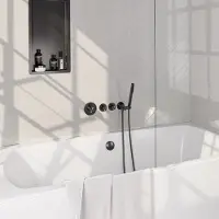 Brauer Stripe inbouw badkraan met badvulcombinatie en staafhanddouche gunmetal geborsteld PVD