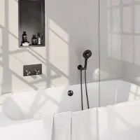Brauer Stripe inbouw badkraan met drukknoppen, badvulcombinatie en 3 standen handdouche gunmetal geborsteld PVD