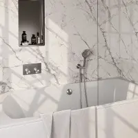 Brauer Stripe inbouw badkraan met drukknoppen, badvulcombinatie en 3 standen handdouche RVS geborsteld PVD