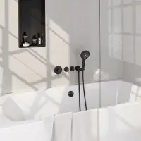 Brauer Stripe inbouw badkraan met badvulcombinatie en 3 standen handdouche zwart mat