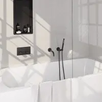 Brauer Stripe inbouw badkraan met drukknoppen en staafhanddouche zwart mat