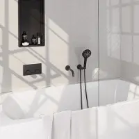 Brauer Stripe inbouw badkraan met drukknoppen en 3 standen handdouche zwart mat