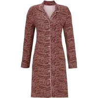 Ringella Bruin doorknoopnachthemd organische print - Bruin - Maat - 36
