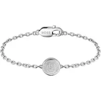 BOSS Zilverkleurige armband met Double B-monogrammedaillon Maat M