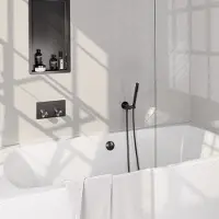 Brauer Stripe inbouw badkraan met drukknoppen, badvulcombinatie en staafhanddouche gunmetal geborsteld PVD