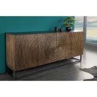 Invicta Massief dressoir ZEN CIRCLES 180cm donkerbruin mangohout 3D design - 44580