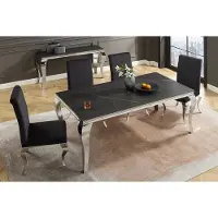 Invicta Design eettafel MODERN BAROK 180 cm zwart antraciet chroom keramiek marmer - 44366