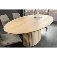 Invicta Ovale eettafel ART DECO 220 cm wit witgekalkt massief mangohout met zuilvoet - 44563