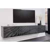 Invicta Solid TV Lowboard SCORPION 200cm Zwart Hangend Mango Hout 3D Design - 44526