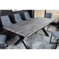 Invicta Industriële eettafel WILD 200cm grijs witgekalkt wild eiken design boomrand zwart X-poot - 45087