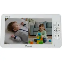 Momini DreamWatcher Draadloze Babyfoon met 2 Camera's - Videobabyfoon - 7" HD LCD Scherm - Nachtzicht - 360° Rotatie - 300m Bereik - Wit