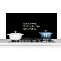 KitchenYeah Spatscherm keuken 120x60 cm - Kookplaat achterwand Quote - Brug - Goud - Zwart - Muurbeschermer - Spatwand fornuis - Hoogwaardig aluminium