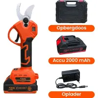 Kibani Accu Takkenschaar 21V - Met 2000 mAh accu - Inclusief opbergdoos - Bloemen- en Heggenschaar - Elektrisch - Tot 30 mm snoeien - Compacte snoeischaar