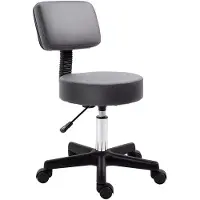 HOMCOM -Salonhocker-Kunstleder, Schaumstoff-Φ35 x H(72-84)cm-Grau