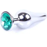 Power Escorts - Groot Formaat Butt plug 9.5 cm - vette Dia 3 cm - Super Stijlvol Silver kleur met Groene Steen - Anaal plug - Opwindend en Stimulerend - Gemakkelijk gebruikbaar - Handige verpakking