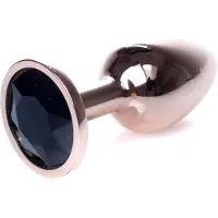Power Escorts - Unieke Rose Goud kleurige Plug met Zwarte steen - 7 CM en Dia 2,7 cm