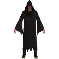 Partychimp Grim Reaper Kostuum Verkleedkleren Volwassenen Halloween Kostuum Volwassenen Magere Hein - Gewaad + Capuchon - Maat L/XL