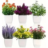 Greenlux GreenLuxe Kunstplanten in Witte Pot – Set van 6 Stuks – Decoratieve Nepplanten – Kunstbloemen voor Woonkamer, Kantoor & Balkon