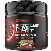German Elite Nutrition GEN Focus to the Limit – 240 g – Kiwi-Druif smaak – Pre-workout booster met 250 mg cafeïne, ginseng, rhodiola & ginkgo – Met B-vitaminen – Vegan & suikervrij