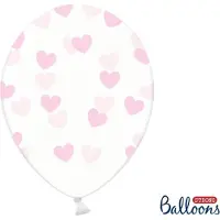 Party Deco Partydeco - Ballonnen clear hartjes roze 50 stuks