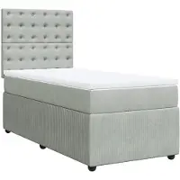 vidaXL Boxspringbed met matras, lichtgrijs, 80x200 cm, fluweel