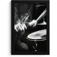 PosterMonkey Poster in lijst - Fotolijst 20x30 cm - Posters - Drummer - Zwart - Drumstel - Posterlijst zwart - Decoratie - Wanddecoratie woonkamer - Muurdecoratie slaapkamer