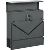 HOMCOM - Brievenbus - Staal - 37L x 10,5B x 37H cm - Donkergrijs