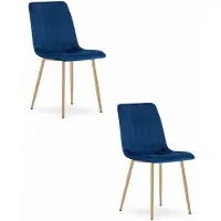 Leobert Chaise - - Lava - Fluwelen bekleding, marineblauw / Houten poten - 45 x 55 x 86 cm - Set van 2