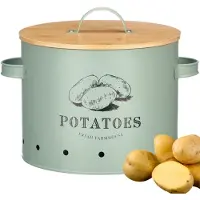 OTIX Aardappelbak - Mint Groen - Aardappel - Voorraadpot - Bewaarpot - met Deksel - Bamboe - Vooraadpotten - Metaal - SCORPIO