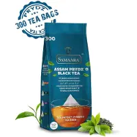 Kajal Samaara Assam Prydz Zwarte Thee 870g – 300 Biologisch Afbreekbare Piramide Theezakjes | Authentieke Indiase, Rijke en Aromatische Smaak met Sticker