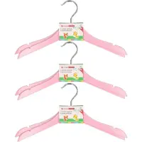 Storage solutions Stevige kledinghangers voor kinderen 8x stuks hout - Lichtroze klerenhangers