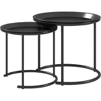HOMCOM bijzettafel set - staal - Ø43 x 38H cm - zwart