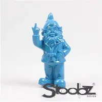 Stoobz Design Stoobz kabouter f*ck you blauw 20cm blauw Polystone Tuinbeeld
