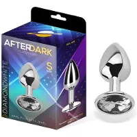 Afterdark - Butt Plug With Jewel Diamond White Size S Aluminium