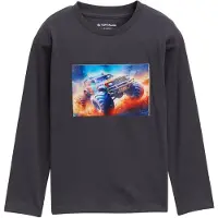 Tom Tailor - Shirt met lange mouwen en fotoprint - Maat 92/98 - coal grey