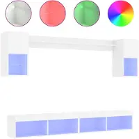 vidaXL 6-delige Tv-wandmeubelset met LED-verlichting bewerkt hout wit