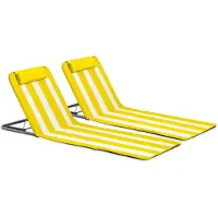Oviala - Set van 2 strandslaapbanken in amandelgroen textileen - Clic Clac des Plages