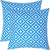 Homescapes buitenkussens – set van 2 tuinkussens & sierkussens voor tuin – waterafstotend & weerbestendig – 45x45 cm – blauw, “Zoe” – voor tuin & terras