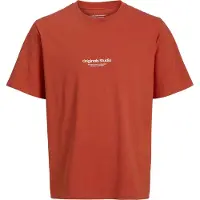 Jack & Jones JUNIOR T-shirt oranjerood Jongens Katoen Ronde hals Tekst - maat 176