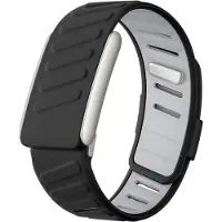 Strap-it Siliconen sport bandje met druksluiting - geschikt voor Whoop 5.0 (zwart/grijs)