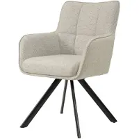 LivingFurn Eetkamerstoel Tori Zand/Zwart- Set van 2