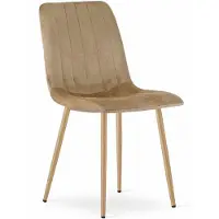 Leobert Eetkamerstoel LAVA - Bruin - Houtlook Metalen Poten - Velvet Bekleding - Industriële Stijl, Max. 110 kg, Ergonomisch Design, Comfortabele Zitting