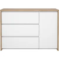 Ebuy24 Next kommode 1 deur 3 lades hoogglans wit.