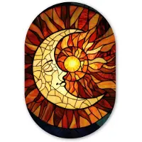 MuchoWow Muurovaal 80x120 cm - Ovale wanddecoratie Mozaïek - Glas - Maan - Donkerblauw - Ovalen schilderij - Muurdecoratie woonkamer - Kamer decoratie - Schilderijen - Wandcirkel