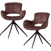 Woood Eliva Eetkamerstoel - Structure Velvet - Paars - Set van 2