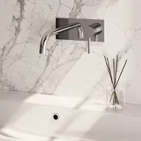 Brauer Stripe inbouw wastafelkraan ColdStart met gebogen uitloop en afdekplaat model A1 chroom